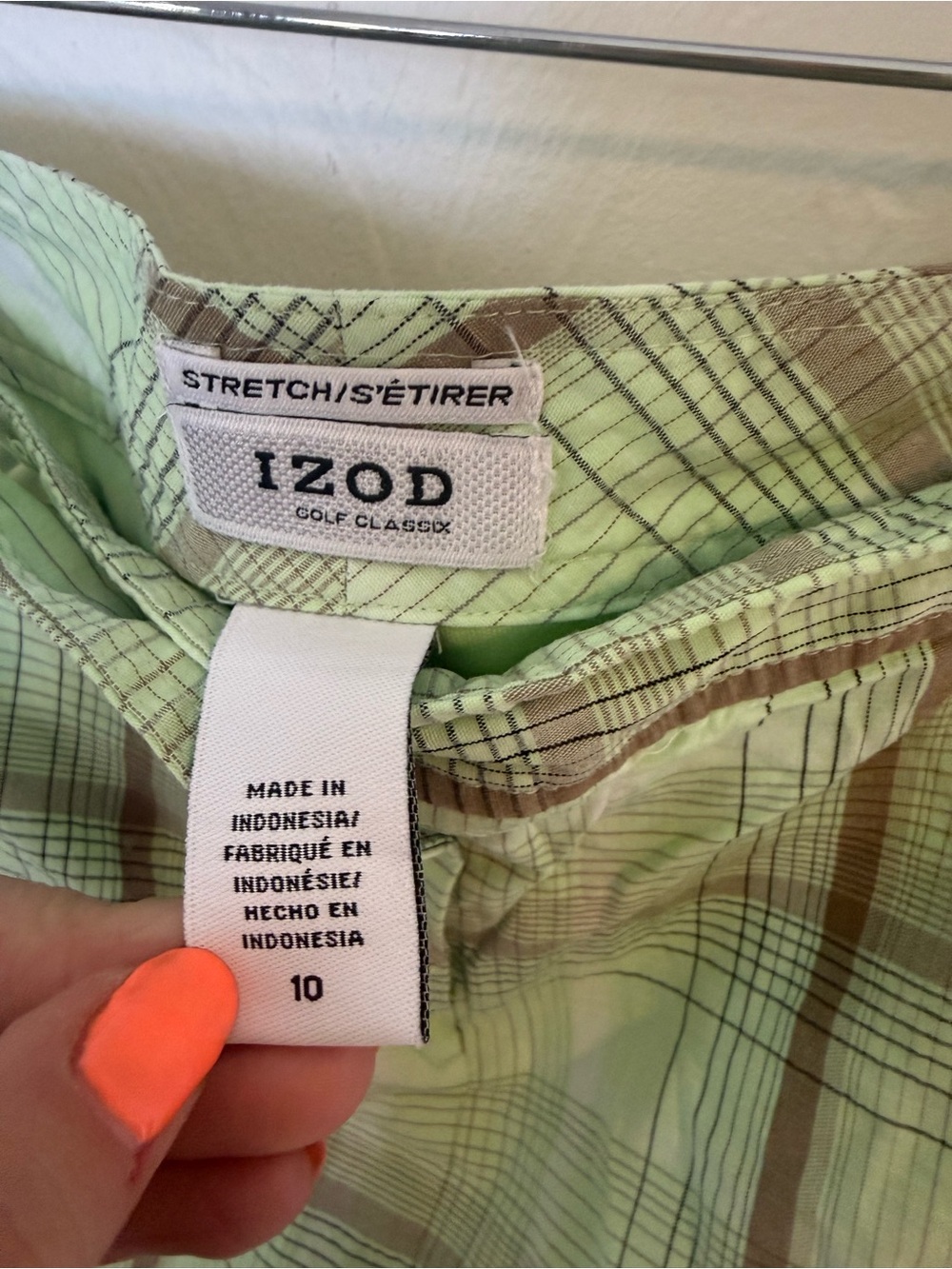 IZOD Golf Classics Green Plaid Stretch Golf Skort Size 10 - Picture 2 of 4